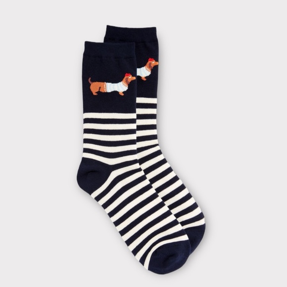 Talbots Trouser Socks Navy Dog in Stripes Nwt - Picture 1 of 1